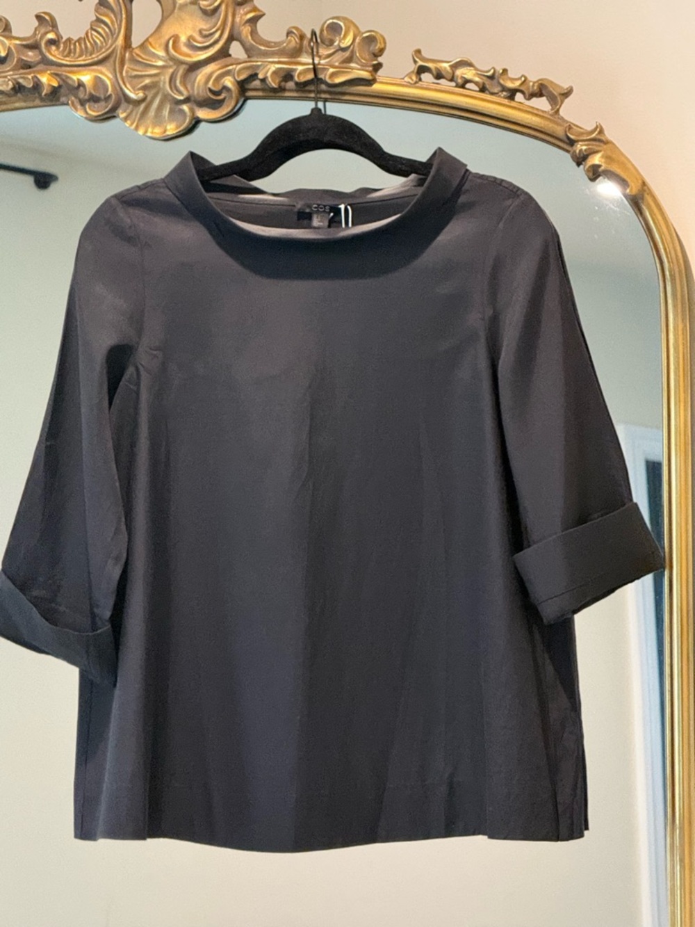 COS Black Boxy Short-Sleeve Top